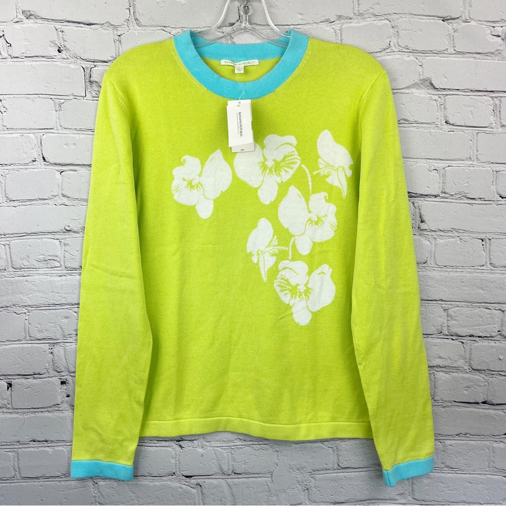 NWT Banana Republic Crewneck Floral Sweater Sz L
